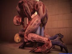 Zombie fucking a hot hentai babe from behind